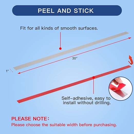 304 Brushed Stainless Steel Sheet Gap Filler, Metal Trim Strip for Wall Oven/Microwave Combo/Range/Cooktop, Self-Adhesive Gap Cover, 30" Long, 1'' Wide, 20Ga Thickness