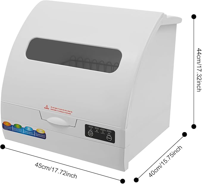 Countertop Dishwasher, Portable Dishwasher With Water Tank, 3 Washing Programs, 360-Degree Water Spraying, 75°C Hot Air Drying Technology, 110v, 1200w (White1)