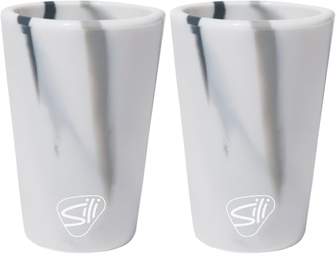 Silipint 1.5oz Silicone Shot Glasses – Pack of 2 Unbreakable, BPA-Free, Non-Toxic, Dishwasher & Freezer Safe Cups – Colored Shot Glasses for Cold Beverages, Cocktails, Travel, Party (Marble Mountain)