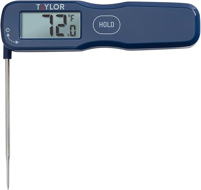 Taylor Digital Waterproof Rapid Response Thermocouple Folding Food Thermometer, Instant Read Thermometer for Meat Grilling BBQ Cooking and Kitchen, Blue