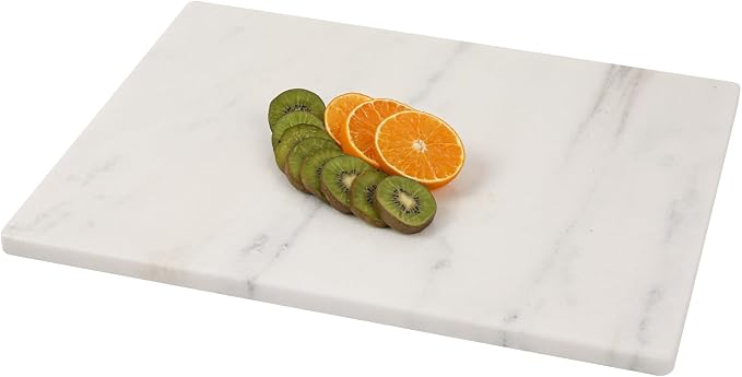Marble Cutting Board, 16 x 20 Inch Marble Slab, Pastry Board With Non-Slip Feet For Baking, Cheese, Chocolate, Gifts For Housewarm, Aura Calacatta