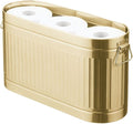 mDesign Large Steel Free Standing Toilet Paper Organizer, 6-Roll Tissue Storage Holder Container for Bathroom Floor, Fits Under Sink, Vanity, Shelf, In Cabinet, or Corner Oscar Collection - Soft Brass