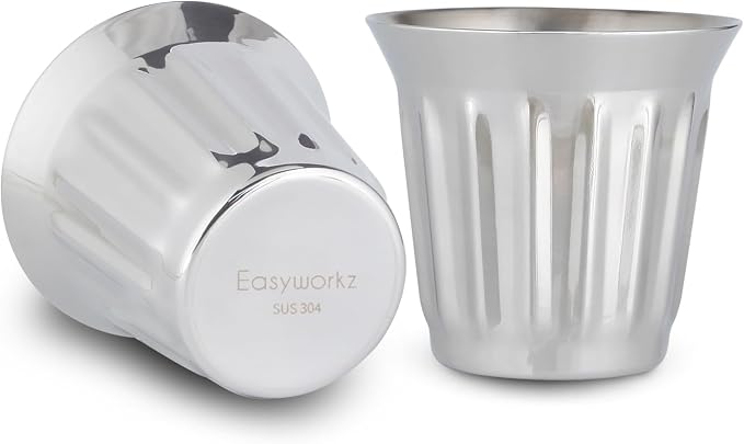 Easyworkz French Press 34 oz Coffee Tea Maker Bundled with Stainless Steel Double-Wall Espresso Cups