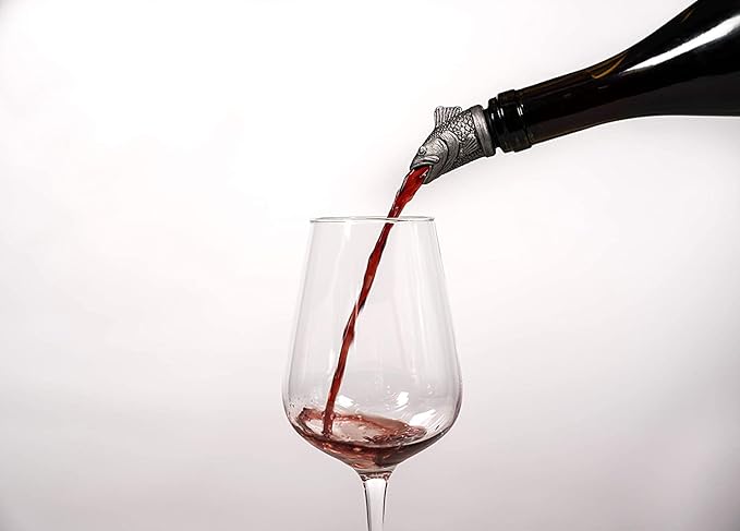 TXOKO Premium Stainless Steel Wine Pourer, Aerator and Decanter - Pour Spout for Red, White and Rose Wine, Liquor and Olive Oil! Gift Box Packaging includes extra stopper.
