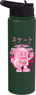 Retro 90s Japanese Skateboarding Strawberry Milkshake Carton Stainless Steel Insulated Water Bottle