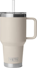 YETI Rambler 35 oz Straw Mug 2.0 - Double-Wall Vacuum Insulation for Cold Beverages – Dishwasher Safe – Cupholder Compatible – Reusable Straw – Comfortable Grip Handle – Travel Mug - Cape Taupe