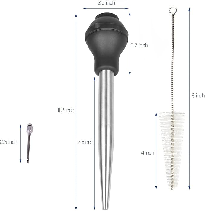 Turkey Baster and Poultry Lifters fork Set of 2. Food grade stainless steel and BPA-Free Silicone. Dishwasher-Safe