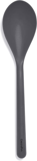 GreenPan Silicone Solid Spoon, Mixing Stirring Serving, Cooking Kitchen Utensil, Flexible Rubber Nonstick Cookware, Rigid Steel Core, Heat-Resistant, Anti-Slip Handle, BPA-Free, Dishwasher Safe, Gray