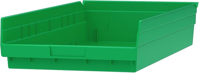 Plastic Shelf Bin Nestable, 11-1/8"W x 23-5/8"D x 4"H Green - Lot of 6