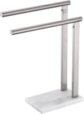 KOKOSIRI Hand Towel Holders Standing Towel Bars 2-Tier with Marble Base for Bathroom Vanity Countertop, Brushed Stainless Steel 15.7'' Height THS0007-BR