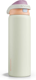 ENCOOL Leakproof Insulated Water Bottle with Straw Dual-Sip Water Bottle Bag-Safe Design for Work, Commute & Gym – Keeps Drinks Cold All Day, 32 oz, Sand Beige
