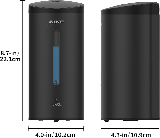 AIKE Automatic Commercial Soap Dispenser and Wall Mount Paper Towel Dispenser Bundle, Model AK1205& AK5180 Black