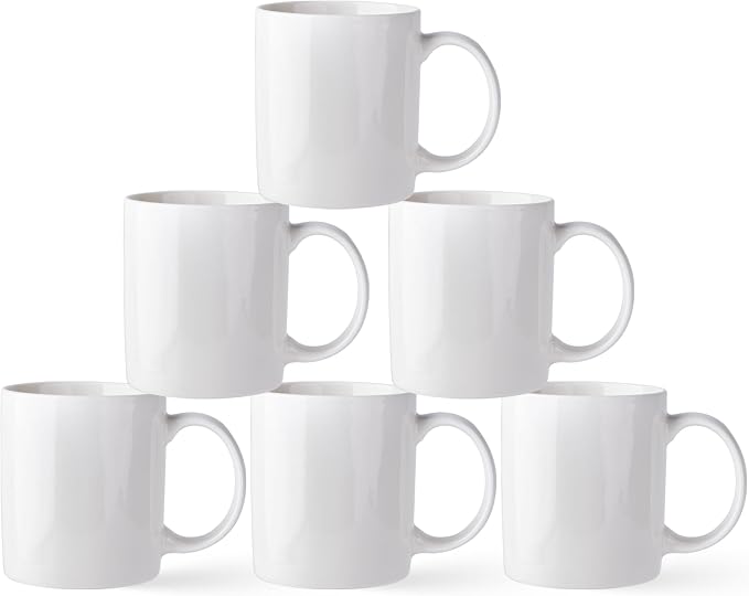 AmorArc 12oz Off White Coffee Mugs Set of 6, Ceramic Coffee Mugs with Large Handle for Man, Woman, Light Weight Coffee Mugs Set for Latte/Cappuccino/Cocoa/Milk, Dishwasher & Microwave Safe, 6Pcs