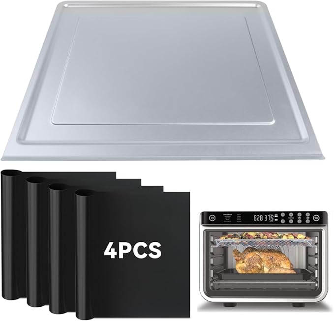 Air Fryer Accessories for Ninja DT201 DT251, 4pcs Black Liners and 1pack Replacement Crumb tray Pan for Ninja DT201