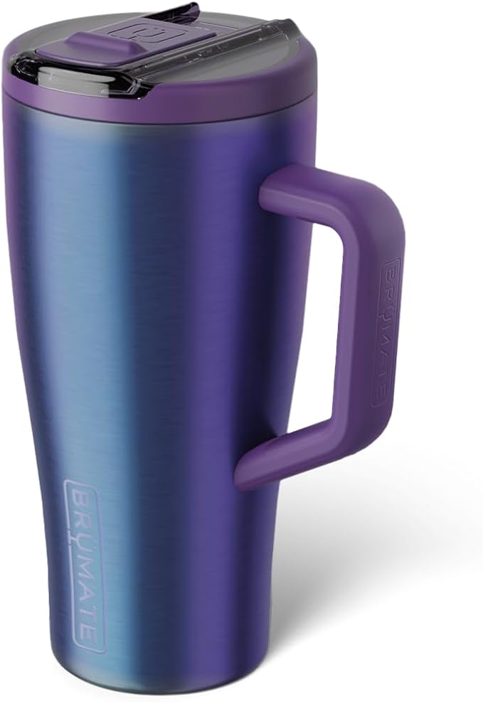 BrüMate Era Flip 30oz Tumbler with 100% Leakproof Covered Straw Lid | Hygienic Covered Straw | Insulated Stainless Steel Water Bottle with Handle | Cup Holder Friendly | BPA-Free (Dark Aura)