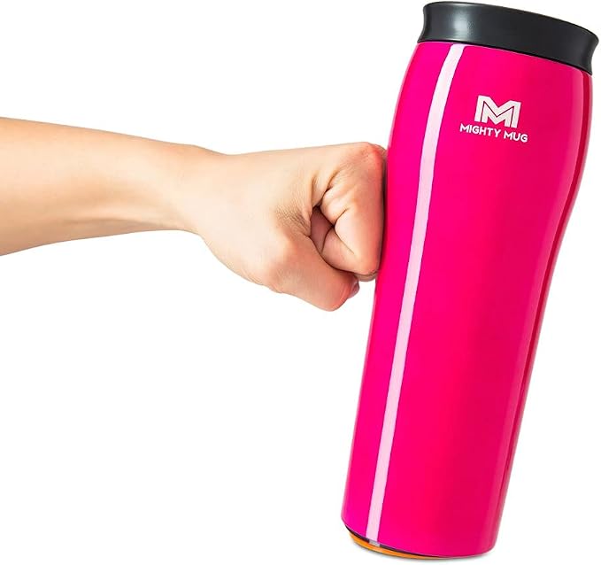 Mighty Mug | The Untippable Mug | Grips When Hit, Lifts for Sips | Insulated Stainless Steel Tumbler | Cupholder Friendly | Gifts for Women Men All | Leakproof | 6 Hour Hot / 24 Cold | 16oz | Lipstick