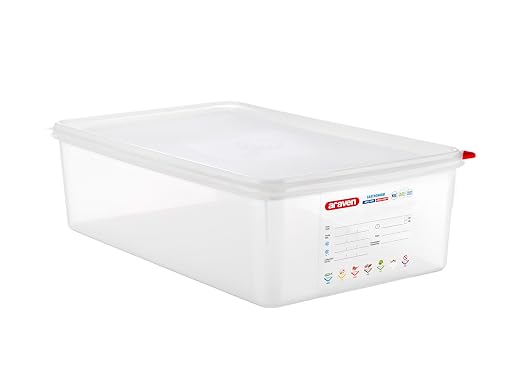 Araven Airtight Container, Food Pan with Lid for Storage in Kitchen and Restaurant, Full Size 6" Deep, 1 Count, Clear