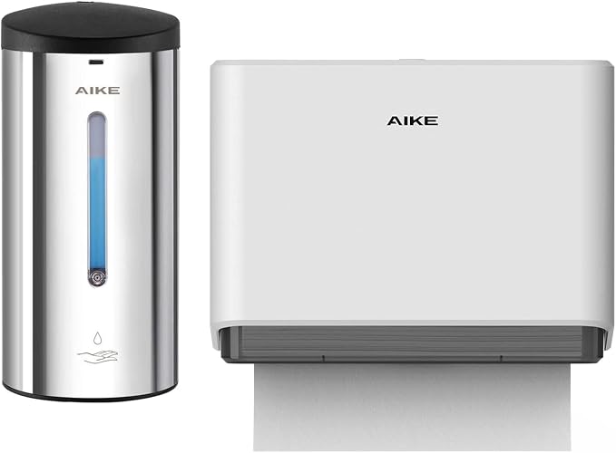 AIKE Wall Mount Automatic Soap Dispenser and Paper Towel Dispenser,Model AK1205 & AK5101