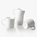 Small Bone China Mug Set (10 oz, Set of 4) – White Luxury Fine Porcelain Mugs for Tea, Coffee, Latte Art, Barista Use, Elegant Gifting