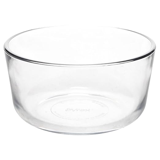 Pyrex 7201 4-Cup Glass Bowl and 7201-PC Loring Pink Lid (4-Pack) - Made in USA