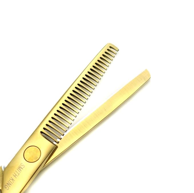 5.5 Inches Hair Cutting Scissors Set with Razor Combs Lether Scissors Case,Hair Cutting Shears Hair Thinning Shears for Personal and Professional (Gold)