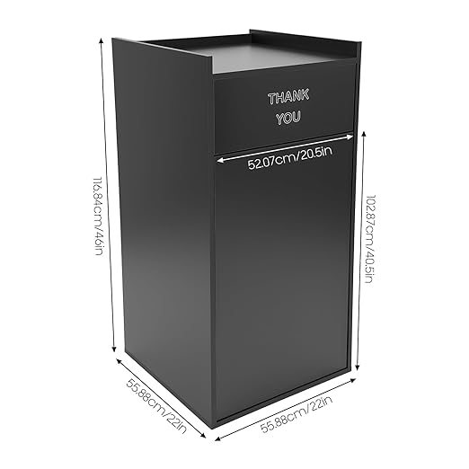 30 Gallon Commercial Trash Can, Wooden Trash Can Cabinet with Tray Holder Garbage Can withTrash Bag for Restaurants, Cafes, Kitchens, and Offices, Durable Garbage Receptacle (Black)
