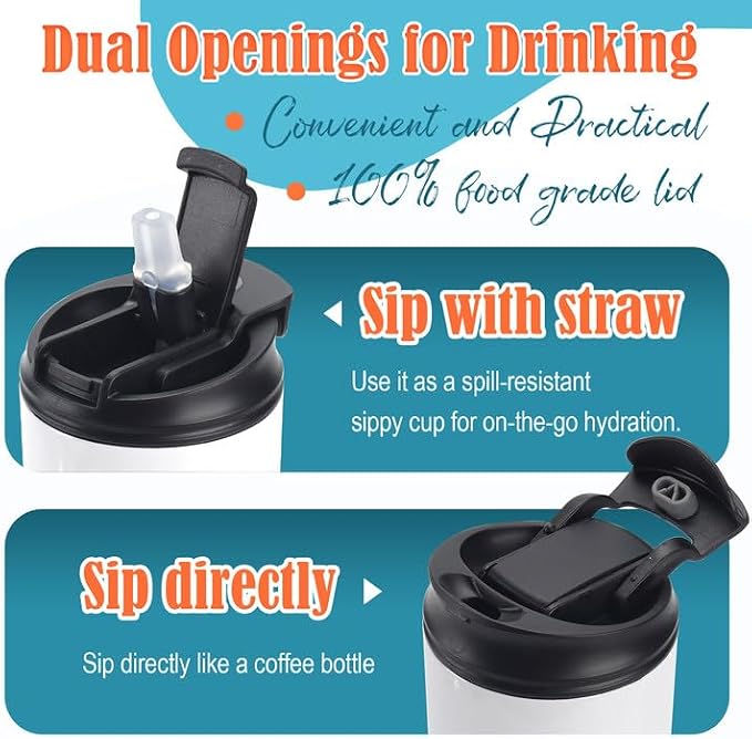 Joyclub 8 Pack Sublimation Water Bottle Blanks Dual Opening 20 oz Sublimation Tumblers with Leakproof Lid and Straw Insulated Stainless Steel Sports Cups