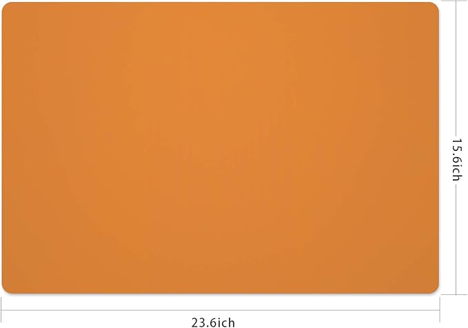 Silicone Placemats, Food-Grade Non-Slip Waterproof, Dining, Stain Resistant, Countertop Protector, Kitchen Counter Mat, Heat Resistant, Baking mat Dishwasher Safe (23.6"×15.7"-2pack, Orange)
