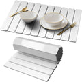 Stone Drying Mat for Kitchen Counter, Quick Diatomaceous Earth Mats for Dishes, 23.6"L x 15.7" W Super Absorbent Fast-Drying Collapsible Countertop Stone Mat (White, 24" x 16")