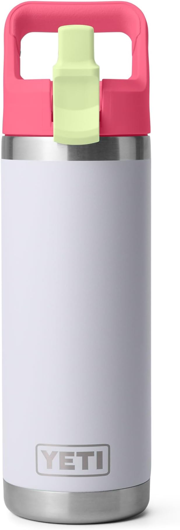 YETI Rambler 18 oz Bottle, Vacuum Insulated, Stainless Steel with Color Matching Straw Cap, Mist/Pink/Grasshopper