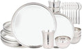 Stainless Steel Dinnerware Hammered 28-Piece Dinner set Dishwasher safe ~ Indian Style (Service for 4)