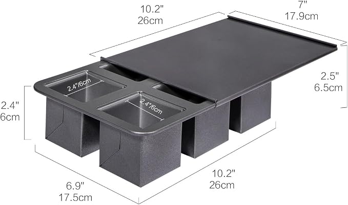 6-Cavity Mini Pullman Loaf Pan with Lid, Mini Loaf Pan 2.4 x 2.4 x 2.4 inch Square Bread Baking Mold, Nonstick Heavy Duty Carbon Steel Toast Box with Cover for Homemade Sandwich, Milk Bread, Meatloaf