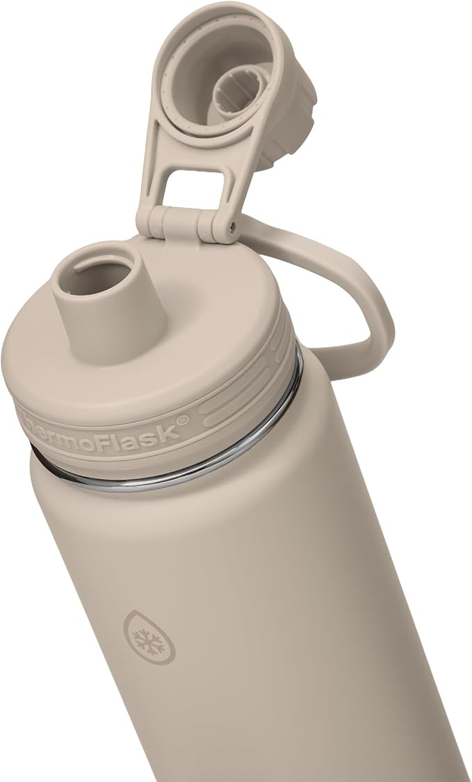 ThermoFlask Insulated Water Bottle with Spout Lid (24 oz, Sand) - Leakproof, Stainless Steel Water Bottle for Cold & Hot Drinks, Travel & Daily Hydration