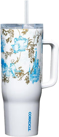 Corkcicle Cruiser Insulated Tumbler with Handle & Straw - Keeps Beverages Cold 20 Hours - Triple Insulated - Summer Drinkware Gift - Keeps Drinks Ice Cold - 40 oz - Princess Belle