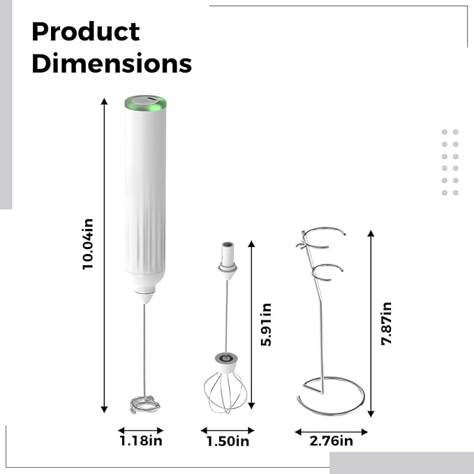 Electric Milk Frother, Handheld Rechargeable Mixer, 6500 Rpm With Stand, 1500Mah Battery, Type-C Charge, Stainless Steel Whisks, 400-Second Runtime For Latte, Coffee, Cappuccino