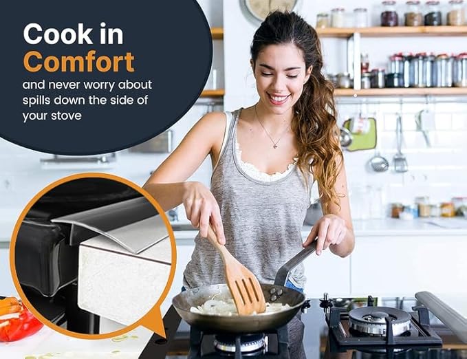 Linda’s Essentials Silicone Stove Gap Covers (2 Pack), Heat Resistant Oven Gap Filler Seals Spaces Between Stovetop and Counter, Easy to Clean Stove Side Guard (25 Inches, Clear)