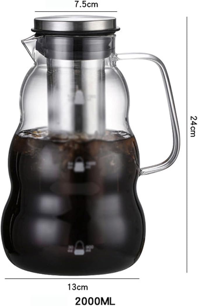 Coffeemaker Pots Cold Brew Iced Tea Water Glass Pitcher Coffee Maker Pot With Removable Stainless Steel Filter Drip Dual Use Espresso Carafe Tool