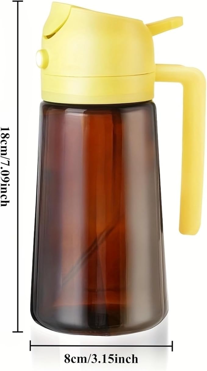 Oil Spray Bottle, 16oz/470ML Light Blocking Brown Oil Sprayer For Cooking 2 In 1 Dispenser Bottle For Kitchen Seasoning Tools,for Salad Making, Baking(Orange Cap)