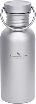 Boundless Voyage Titanium Water Bottle with Lid Wide Mouth Leak-Proof Reusable Sport Drinking Bottle for Camping Hiking Picnic Climbing Running Tea Coffee (420ml)