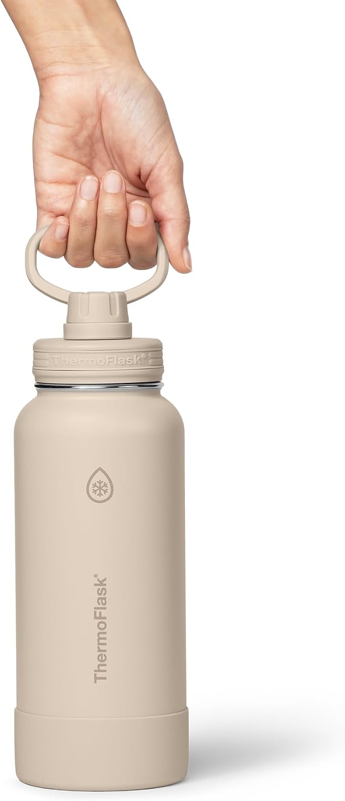 ThermoFlask Insulated Water Bottle with Spout Lid (32 oz, Sand) - Leakproof, Stainless Steel Water Bottle for Cold & Hot Drinks, Travel & Daily Hydration