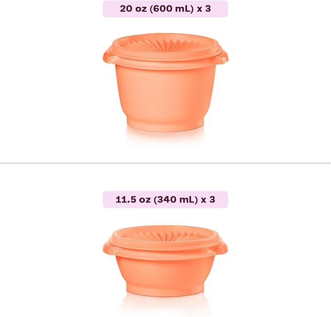Tupperware Heritage Collection, New 12 Piece Food Storage Container Set in Vintage Warm Colors, Dishwasher Safe and BPA Free (6 containers, 6 lids)