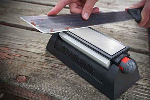 AccuSharp Deluxe Tri-Stone Knife & Tool Sharpening System Kit, Slip Resistant, Mountable Rubber-Grip Base, Quickly Sharpens, Restores, Repairs & Hones All Types of Blades & Knives, Diamond Coated