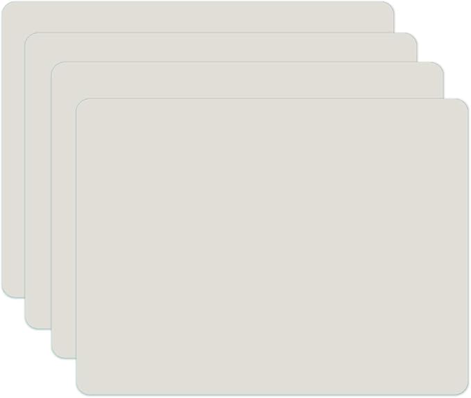 Silicone Placemats, Food-Grade Non-Slip Waterproof, Dining, Stain Resistant, Countertop Protector, Kitchen Counter Mat, Heat Resistant, Baking mat Dishwasher Safe (15.7x11.8Inch-4pack, White Gray)