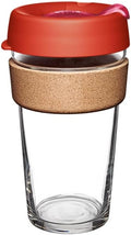 KeepCup Brew Cork, Reusable Glass Tumbler with Natural Cork, Grande Coffee Cup 16oz/454ml - Daybreak
