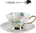 Honorable Coffee Cup Mug, Cappuccino, Tea Cup, with Saucer for Latte, Fine Bone Porcelain, Reactive Glaze, 6.8 Oz-1pcs (Pure White Camellia)