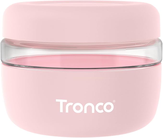 Tronco 16 oz Glass Food Storage & Lunch Bowl Containers with Airtight Lids | Leak & Spill Proof Meal Prep Container & Food Storage Jar for Lunch, Salad, Oats, Soup, BPA-Free, Microwave & Dishwasher Safe