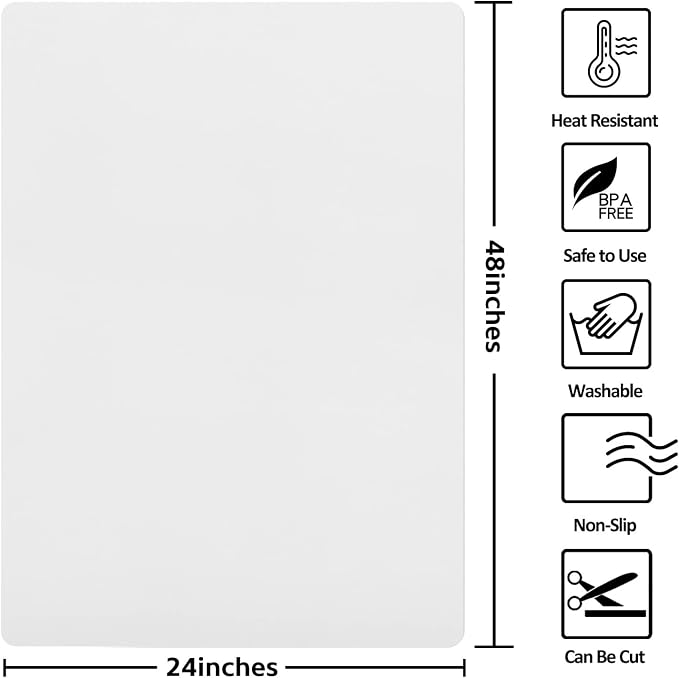 Silicone Mat Heat Resistant Mats for Countertop, Multipurpose Large Silicone Mats for Crafts Kitchen Workbench Size 48x24 inches Thick 2mm,Rolled Package,Translucent