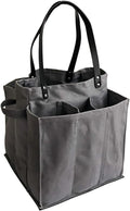 CapaBunga Farmer's Market Tote Shopping Bags with Handles - 7 Pocket Large Utility Tote Bag - Heavy Duty Canvas Utility Bag with Vegan Leather Base - Reusable Tote Bag - Grey Grocery Bag