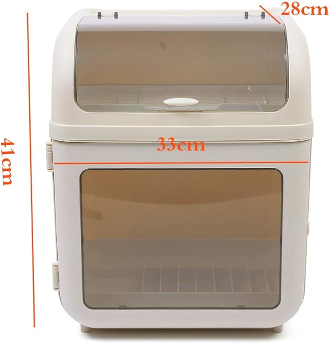 Covered Plastic Dish Drying Rack, Plastic Dustproof Drain Storage Box Basket Hold, Bottle Dryer Holder with Cover Lid and Removable Drainboard for Kitchen Counter, Dish Dryer Shelf