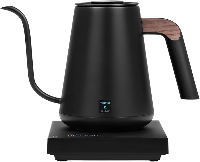 TIMEMORE Fish Pro X 900ml Electric Gooseneck Kettle for Pour Over Coffee, 0.5°C Precision Temp Control, Dynamic Fast Heating, Grooveboard Touch Slider, High-Altitude Protection, Stainless Steel